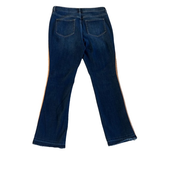 Logo Lori Golstein Jeans Bootcut Striped Stretch Denim Raw Hem - Picture 2 of 5